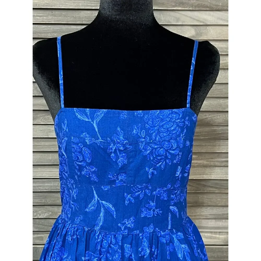 Universal Thread Blue Floral Smocked Midi Dress XS Pockets Cottagecore NWOT - Picture 6 of 11